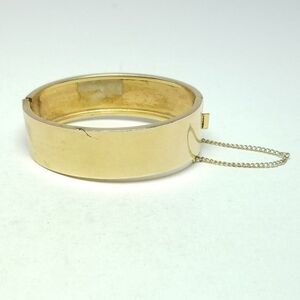 Vintage Bartek Polished Gold Tone Minimal Stacking Hinged Bangle Bracelet Estate